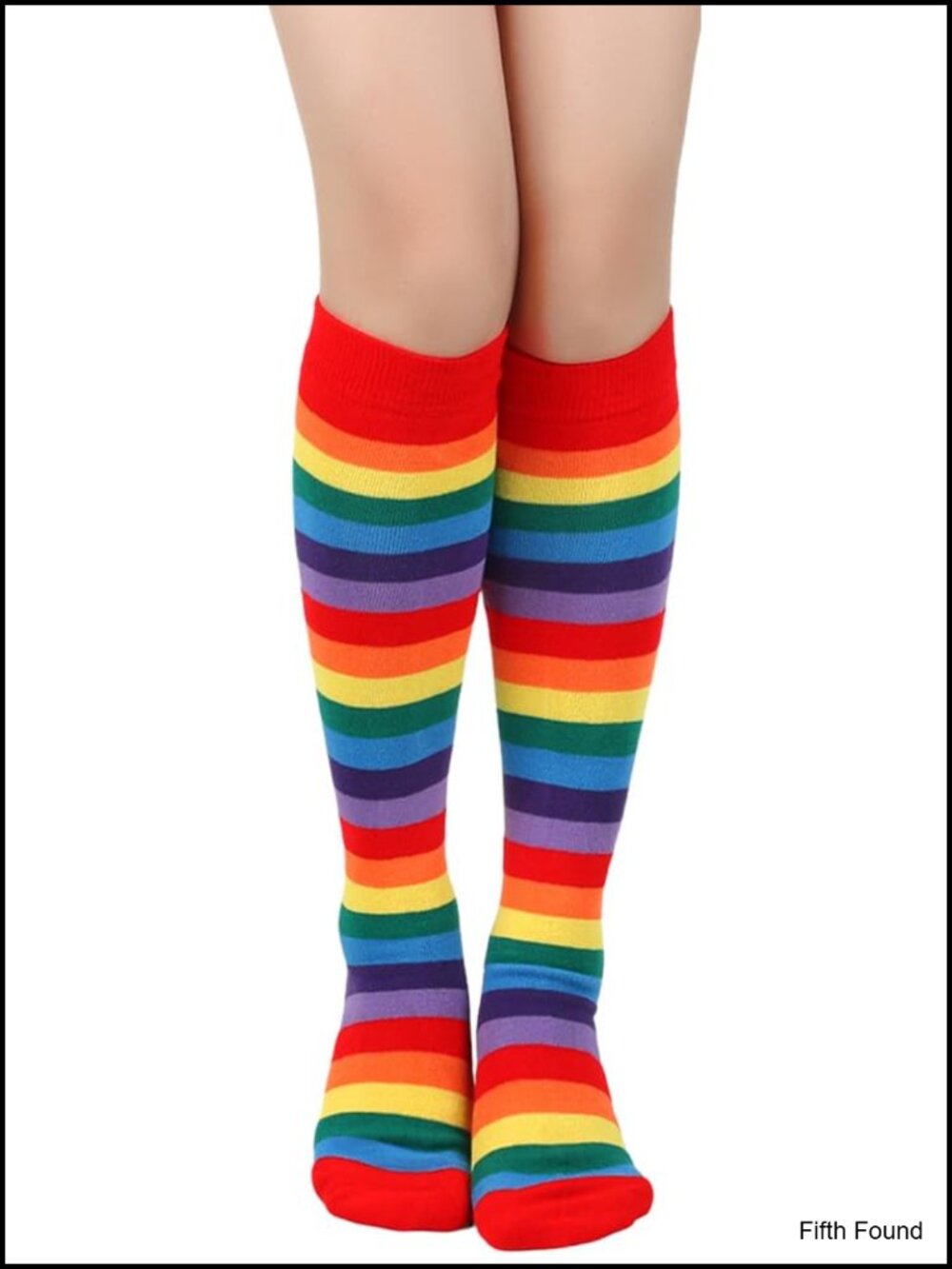 Rainbow Stripe Knee High Socks Elastic Athletic Casual Wacky Socks